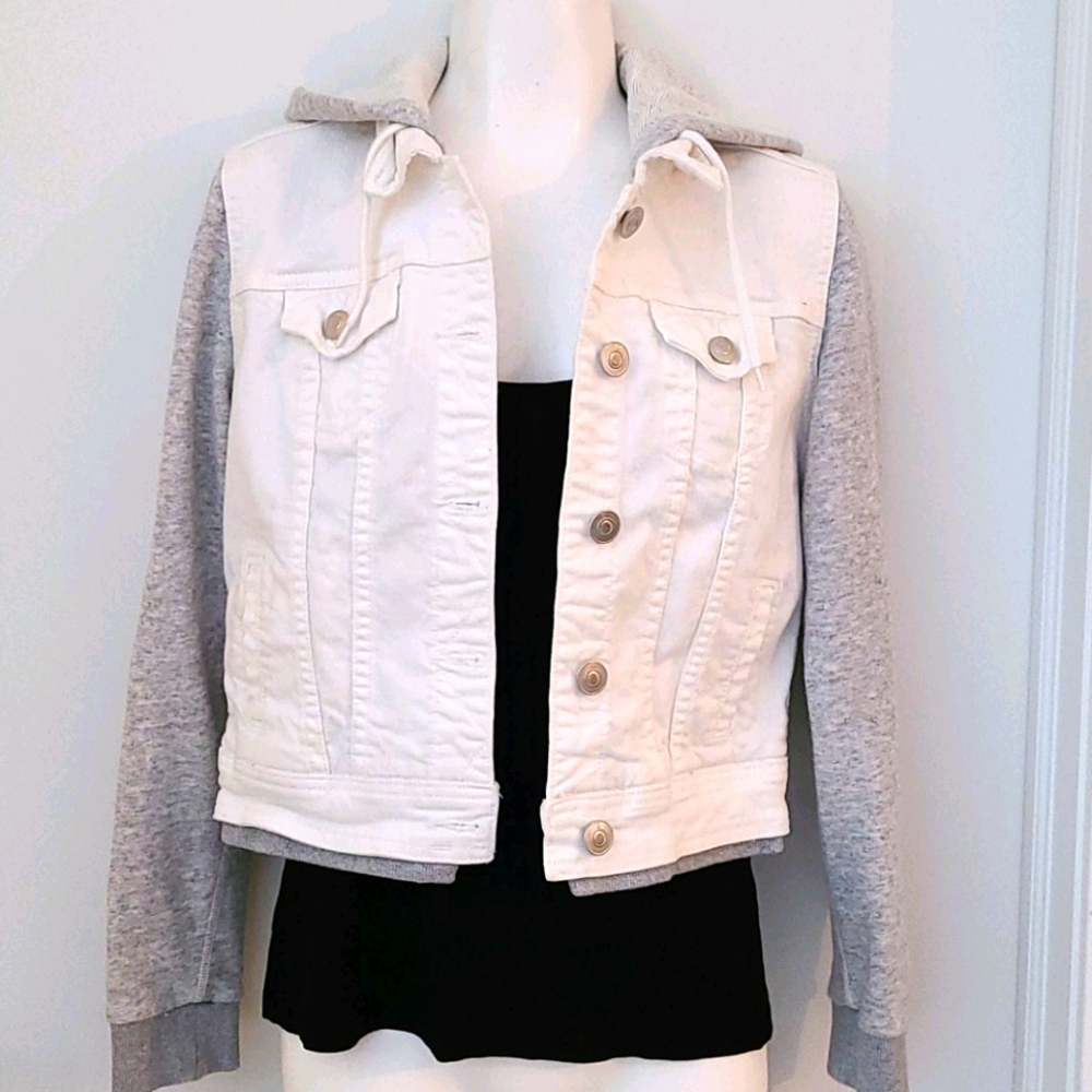 Dex - White Denim/Grey Sweater Jacket